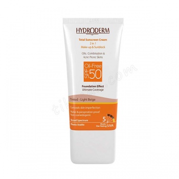 کرم ضد آفتاب رنگی هیدرودرم SPF50 فاقد چربی - Hydroderm Tinted Sunscreen Cream SPF50 For Oily Skins