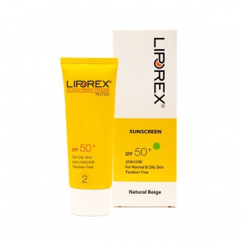 کرم ضد آفتاب رنگی لیپورکس مناسب پوست نرمال تا چرب (بژ طبیعی) - Liporex SunScreen SPF50 For Normal And Oily Skin Natural Beige